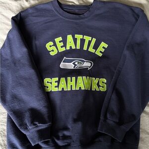 Seattle Seahawks Mens Medium Sweatshirt Crewneck Navy Blue - Men’s Large***